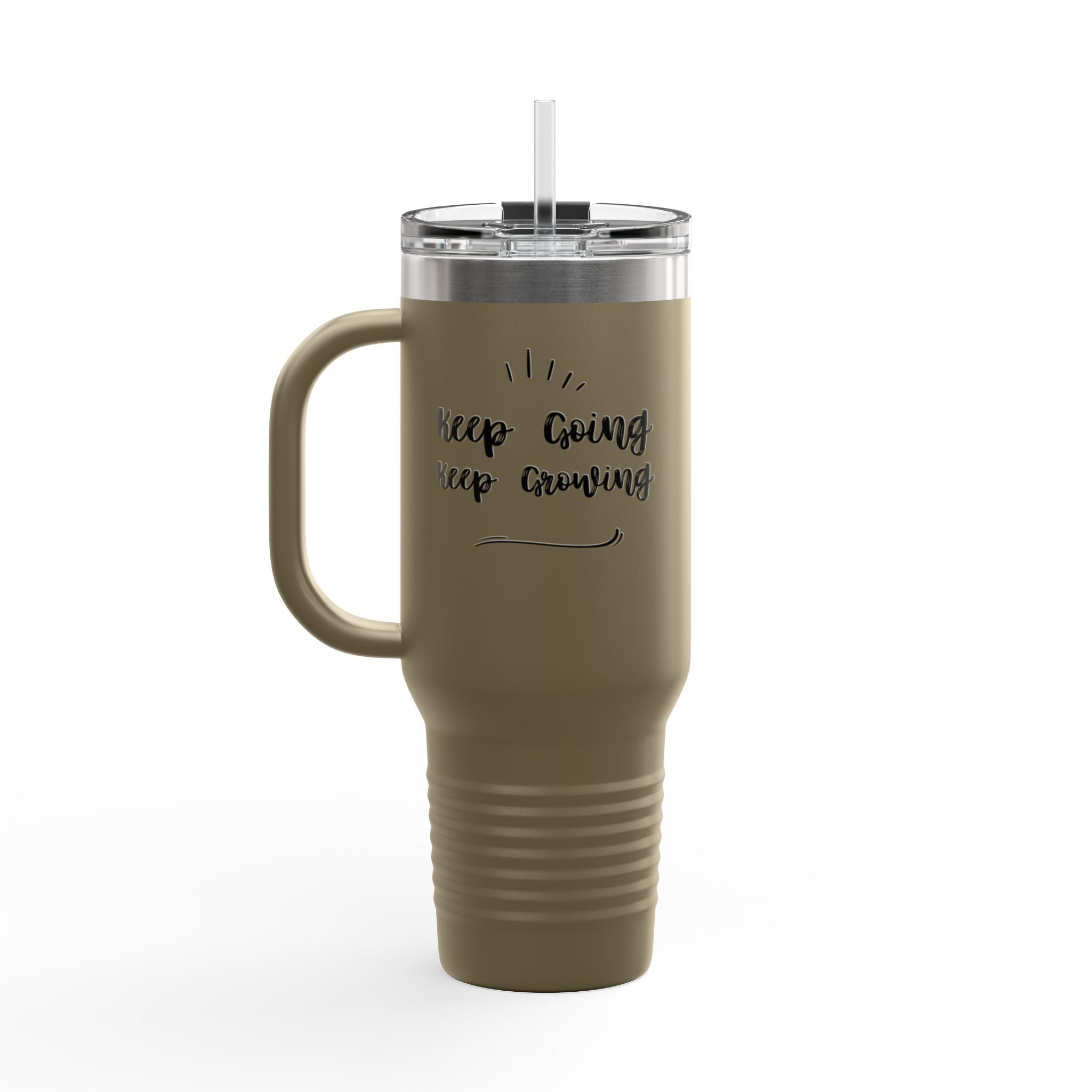 Insulated 40oz Travel Mug — "Keep Going" Motivational Tumbler for Coffee & Water